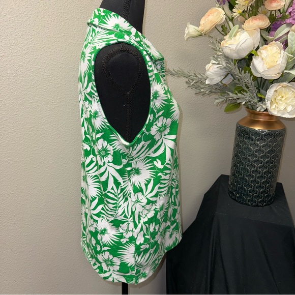 NWT Rafaella Green Tropical Sleeveless Polo Tunic Top Large - Picture 4 of 8